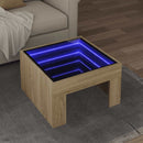 sofabord med Infinity LED-lys 50x50x30 cm sonoma-eg
