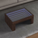 sofabord med Infinity LED-lys 70x50x30 cm brun egetræsfarve