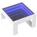 sofabord med Infinity LED-lys 50x53x30 cm hvid