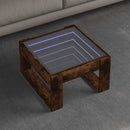 sofabord med Infinity LED-lys 50x53x30 cm røget egetræsfarve