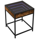 sofabord med Infinity LED-lys 40x40x51 cm røget egetræsfarve