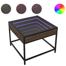 sofabord med Infinity LED-lys 50x50x41 cm brun egetræsfarve