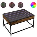 sofabord med Infinity LED-lys 70x50x41 cm røget egetræsfarve