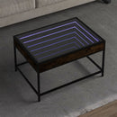 sofabord med Infinity LED-lys 70x50x41 cm røget egetræsfarve