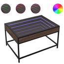 sofabord med Infinity LED-lys 70x50x41 cm brun egetræsfarve