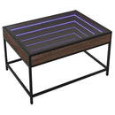 sofabord med Infinity LED-lys 70x50x41 cm brun egetræsfarve