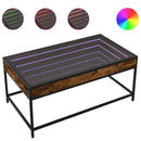 sofabord med Infinity LED-lys 90x50x41 cm røget egetræsfarve