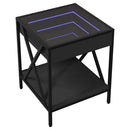 sofabord med Infinity LED-lys 40x40x49 cm sort