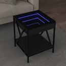 sofabord med Infinity LED-lys 40x40x49 cm sort