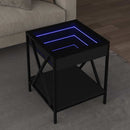 sofabord med Infinity LED-lys 40x40x49 cm sort
