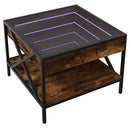 sofabord med Infinity LED-lys 50x50x38 cm røget egetræsfarve