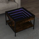 sofabord med Infinity LED-lys 50x50x38 cm røget egetræsfarve