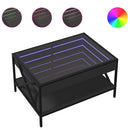 sofabord med Infinity LED-lys 70x50x38 cm sort