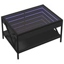 sofabord med Infinity LED-lys 70x50x38 cm sort