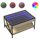 sofabord med Infinity LED-lys 70x50x38 cm sonoma-eg