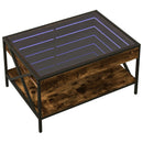 sofabord med Infinity LED-lys 70x50x38 cm røget egetræsfarve