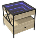 sofabord med Infinity LED-lys 50x50x51 cm sonoma-eg