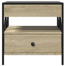 sofabord med Infinity LED-lys 50x50x51 cm sonoma-eg