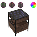 sofabord med Infinity LED-lys 40x40x51 cm brun egetræsfarve