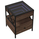 sofabord med Infinity LED-lys 40x40x51 cm brun egetræsfarve