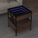 sofabord med Infinity LED-lys 40x40x51 cm brun egetræsfarve