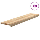 trappemåtter 8 stk ubehandlet 110x30x2 cm massivt egetræ
