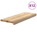 trappemåtter 12 stk ubehandlet 70x25x2 cm massivt egetræ