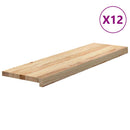 trappemåtter 12 stk ubehandlet 90x25x2 cm massivt egetræ