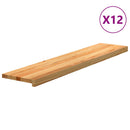trappemåtter 12 stk. lysebrun 120x30x2 cm massivt egetræ
