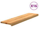 trappemåtter 16 stk. lysebrun 100x25x2 cm massivt egetræ