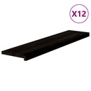 trappemåtter 12 stk. brunsort 110x25x2 cm massivt egetræ