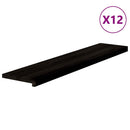 trappemåtter 12 stk. brunsort 120x25x2 cm massivt egetræ