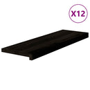 trappemåtter 12 stk. brunsort 80x30x2 cm massivt egetræ