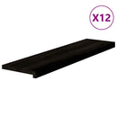 trappemåtter 12 stk. brunsort 100x30x2 cm massivt egetræ