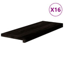trappemåtter 16 stk. brunsort 70x25x2 cm massivt egetræ
