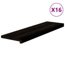 trappemåtter 16 stk. brunsort 90x25x2 cm massivt egetræ