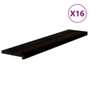 trappemåtter 16 stk. brunsort 120x25x2 cm massivt egetræ