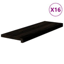 trappemåtter 16 stk. brunsort 80x30x2 cm massivt egetræ