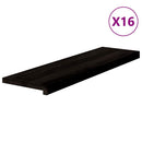 trappemåtter 16 stk. brunsort 90x30x2 cm massivt egetræ