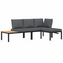 sofasæt til haven 3 dele med hynder aluminium sort