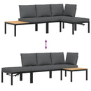 sofasæt til haven 3 dele med hynder aluminium sort