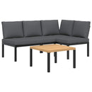 sofasæt til haven 3 dele med hynder aluminium sort