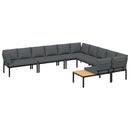 sofasæt til haven 6 dele med hynder aluminium sort