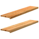 trappemåtter 2 stk lysebrun 120x30x2 cm massivt egetræ