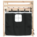 køjeseng med gardiner 90x200 cm massivt fyrretræ hvid og sort