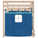 køjeseng med gardiner 90x200 cm massivt fyrretræ blå