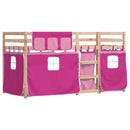 køjeseng med gardiner 80x200 cm massivt fyrretræ pink