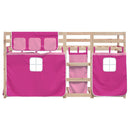 køjeseng med gardiner 80x200 cm massivt fyrretræ pink