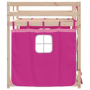 køjeseng med gardiner 80x200 cm massivt fyrretræ pink