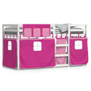 køjeseng med gardiner 80x200 cm massivt fyrretræ pink